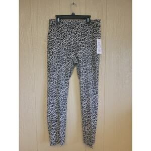 Nanette Lepore Leopard Pant Ankle Slit Cuff Legging Pull-On Gold Black sz 4